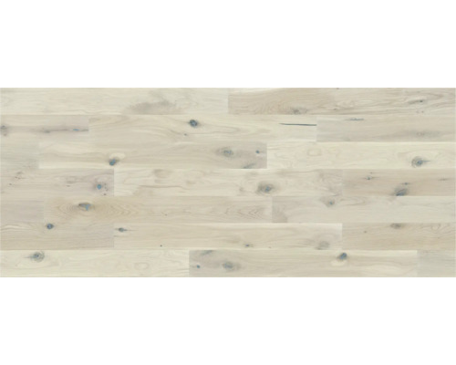 Handmuster zu Parkett Eiche Weiß Country Landhausdiele gebürstet naturgeölt 2200 x 180 x 14 mm Heller Holzboden mit Astlöchern