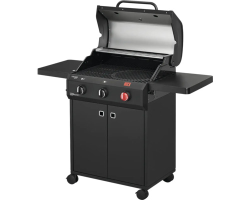 Gasgrill mit zwei Brennern, Grillfläche, Unterschrank und Seitenablagen