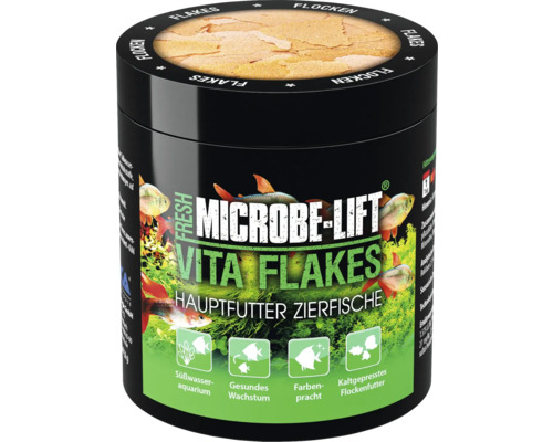 Flockenfutter MICROBE-LIFT Vita Flakes 250 ml, Hauptfutter für Süßwasserfische, fördert die Farbenpracht, kaltgepresst