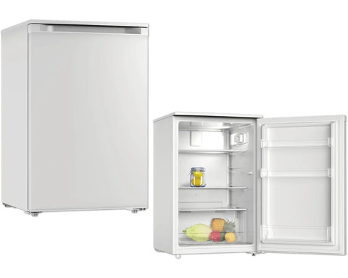 Kühlschrank PKM KS128EW BxHxT 54,6 x 84,7 x 55,6 cm Kühlteil 128 l Weißer Minikühlschrank, teilweise mit geöffneter Tür