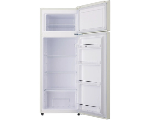 Geöffneter Kühlschrank mit Ablagen