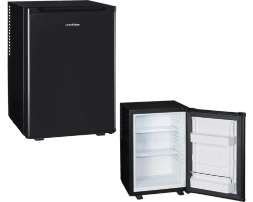 Tischkühlschrank PKM MC40E BxHxT 40 x 56 x 42,5 cm Kühlteil 34 l Hotelminibar, geschlossen und geöffnet dargestellt