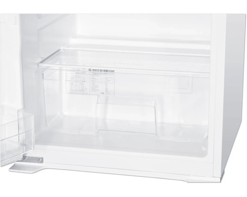 Innenraum eines Kühlschranks mit transparenter Gemüseschublade