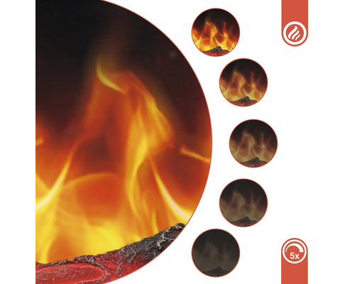 Elektrischer Kamin mit variablen Flammeneffekten und Helligkeitseinstellungen