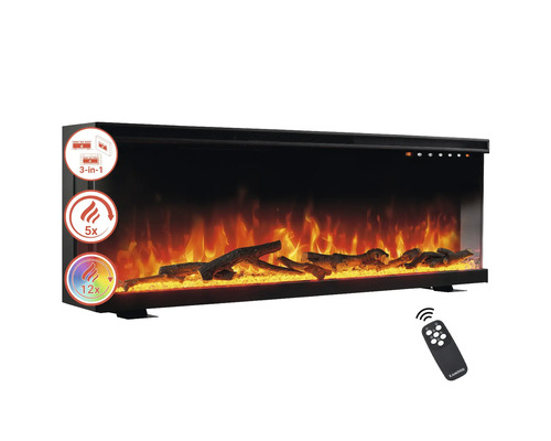 Elektrischer Kamin mit Flammeneffekt, Holzscheiten und Fernbedienung