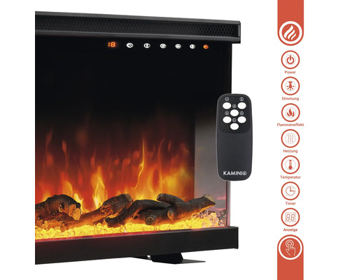 Kamin mit Flammeneffekt, Heizung und Fernbedienung