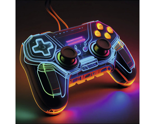 Glasbild Neon Controller 30x30 cm