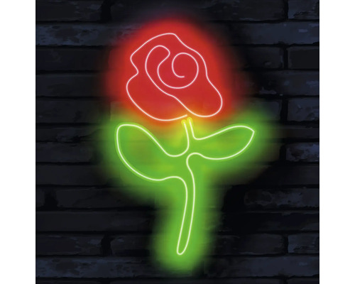 Glasbild Neon Rose 30x30 cm