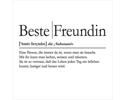 Glasbild Beste Freundin 30x30 cm