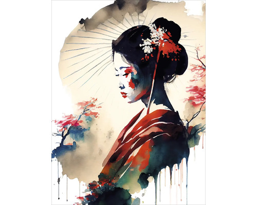 Glasbild Geisha IV 60x80 cm