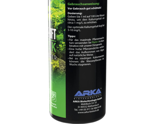 ARKA Biotechnologie Plants K Kaliumdünger, Gebrauchsanweisung und Dosierungshinweise