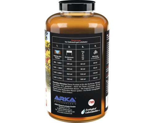 Arka Biotechnologie Teichpflege zur Wasseraufbereitung im Behälter