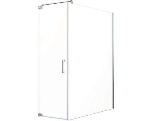 Jungborn Duschtür mit Seitenwand SETTE Drehtür links Seitenwand rechts 70 x 100 cm Profilfarbe chrom Klarglas mit schmutzabweisende Glasbeschichtung und Stangengriff Duschkabine mit Tür aus Glas