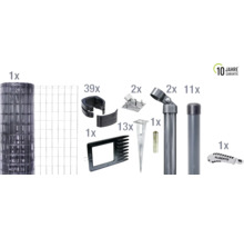 Zaunkomplett-Set ALBERTS Fix-Clip Pro® für Einschlaghülse 25 m x 102 cm anthrazit