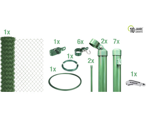 4-Eckgeflecht Set ALBERTS Maschenweite 60 mm zum Einbetonieren 15 x 1m grün