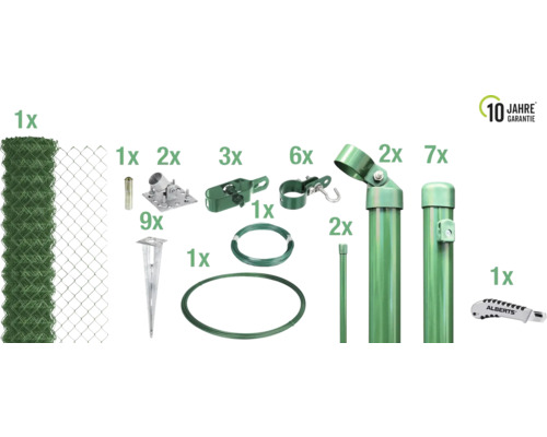 4-Eckgeflecht Set ALBERTS Maschenweite 60 mm für Einschlaghülse 15 x 0,8 m grün