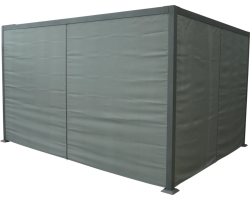 Geschlossener Pavillon mit grauen Seitenwänden für den Außenbereich