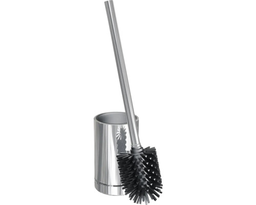 REIKA WC-Bürstengarnitur SAKU stehend WC-Bürstenkopf aus Silikon chrom glänzend Toilettebürste mit Halterung aus Edelstahl