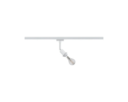 Weiße Stromschienensystemleuchte mit E14-Fassung und Leuchtmittel