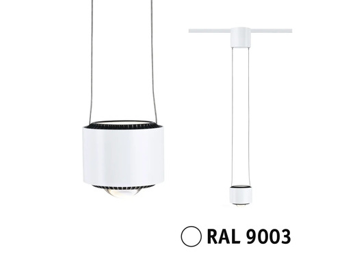 Weiße Hängeleuchte mit Schienensystem