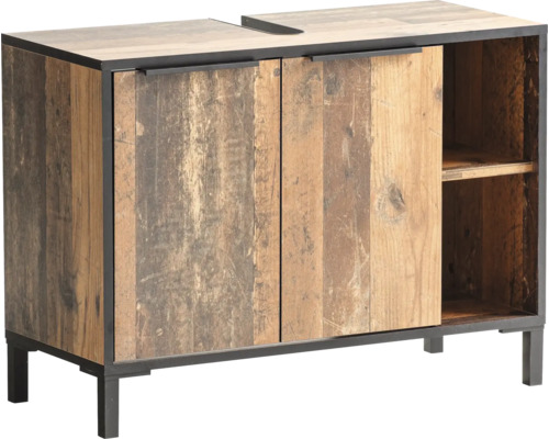 Waschbeckenunterschrank Möbelpartner Jaap BxHxT 79.8x49.3x33 cm old style dark Waschtischunterschrank mit zwei Türen und offenem Regal aus Holz