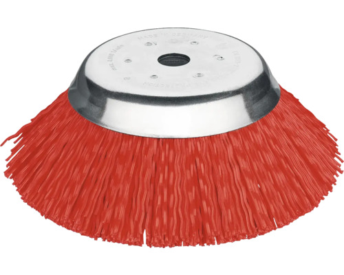 Kegelbürsten Lessmann Ø 200 mm PP rot gewellt Oval-Profil 1,6 mm, Bohrung 20 mm Tellerbürste mit Borsten für Winkelschleifer