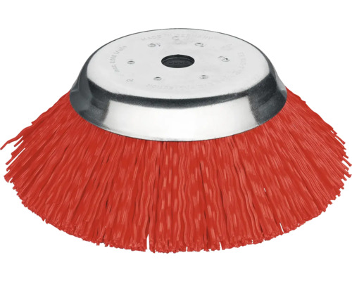 Kegelbürsten Lessmann Ø 200 mm PP rot gewellt X Profil 1,6 mm, Bohrung 25,4 mm Tellerbesen mit Kunststoffborsten