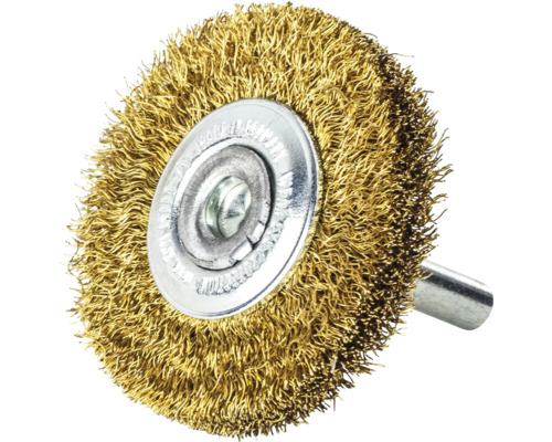 Rundbürsten Lessmann mit 6 mm Schaft Ø 50 x 10 mm, Messingdraht MES gew. 0,20 mm Drahtbürstenaufsatz für Bohrmaschine