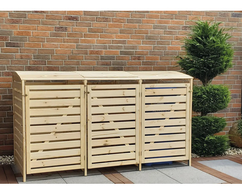 Mülltonnenbox Vario III für 3 Tonnen 219 x 92 x 122 cm natur