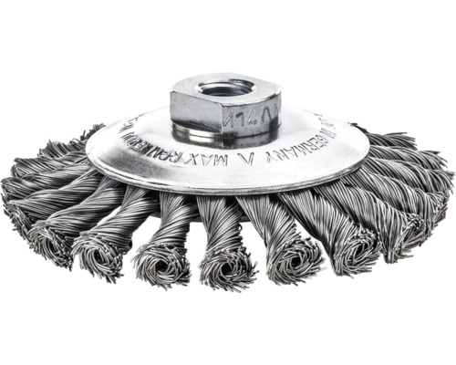 Drahtbürste für Bohrmaschinen zum Reinigen und Entrosten von Oberflächen.