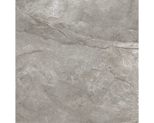 Wand- und Bodenfliese Wells moka poliert 120x120cm Graue Bodenfliese mit Steindekor