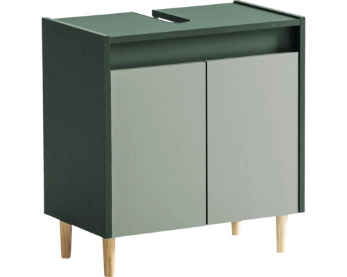 Waschbeckenunterschrank Möbelpartner Lovis BxHxT 56.9x60.1x33 cm waldgrün/pistazie Waschtischunterschrank mit zwei Türen und Holzfüßen
