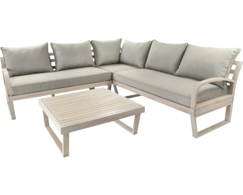 Gartenmöbelset GARDEN PLACE Maja 6-Sitzer 4-tlg. Beige aus Eukalyptusholz, inkl. Auflagen Gartenmöbelset GARDEN PLACE Maja 6-Sitzer 4-tlg. Beige aus Eukalyptusholz, inkl. Auflagen