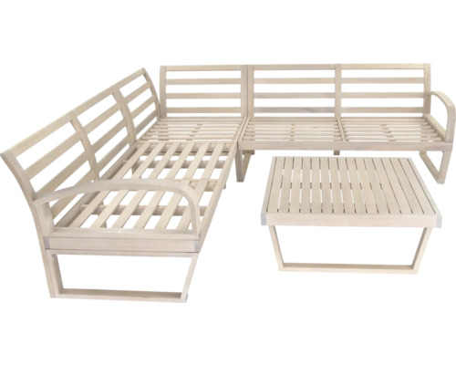 Gartenlounge-Set aus Holz mit Ecksofa und Tisch