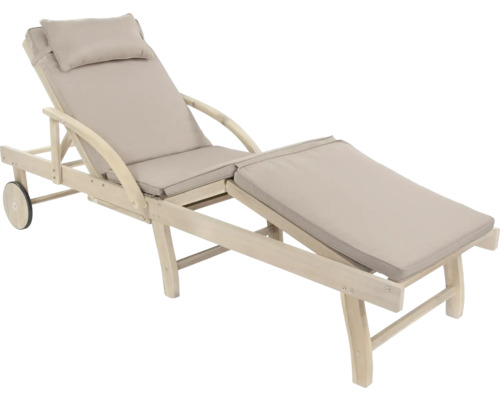 Holzliege mit Polster und Rädern