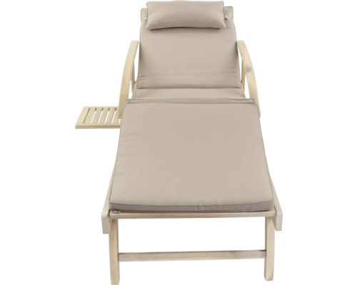 Gepolsterte Gartenliege aus Holz mit Seitentisch