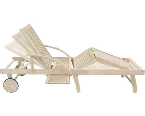 Verstellbare Holzliege mit Rädern für den Außenbereich
