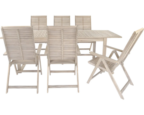 Gartentisch mit Gartenstühlen aus Holz