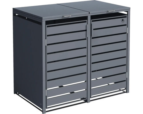 Mülltonnenbox Konsta 132 x 80 x 116 cm anthrazit Doppel-Mülltonnenbox aus Metall für den Außenbereich