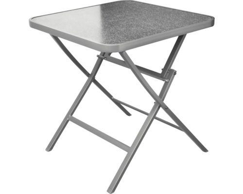 Klapptisch mit quadratischer Tischplatte und Metallgestell
