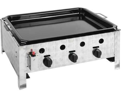Grillplatte aus Stahl mit Bedienknöpfen