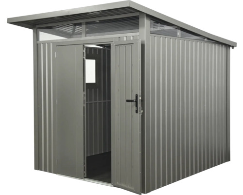 Metallgerätehaus mit Doppeltür geöffnet