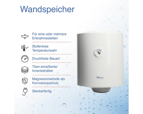 Wandspeicher mit Temperaturregler und verschiedenen Produkteigenschaften