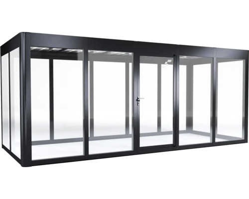 Gartenhaus mit Glaselementen und Tür