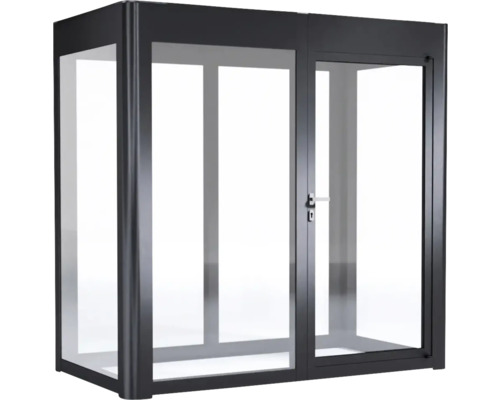 Eingangstür mit Glaselementen und Metallrahmen