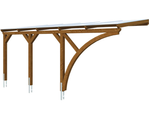 Holzcarport mit durchsichtigem Dach zum Unterstellen von Fahrzeugen