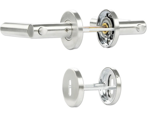 Türbeschlag-Set aus Edelstahl mit Drehknopfverriegelung