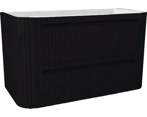 Waschtischunterschrank für Waschtischplatte Devo Gloria 2.0 BxHxT 86x50x42 cm perfect touch black geriffelt