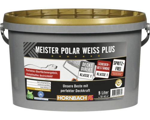 HORNBACH Wandfarbe Meister Polarweiss Plus weiß spritzfrei konservierungsmittelfrei 5 L