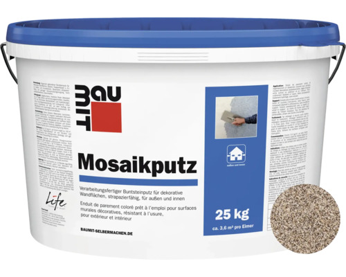 Baumit Mosaikputz M327 gebrauchsfertiger Dünnschichtdeckputz weiß-beige-schwarz 25 Kg